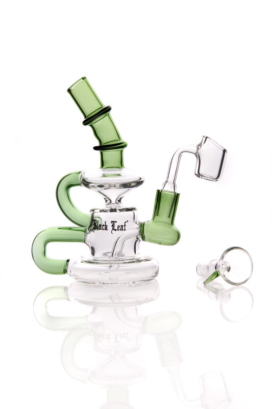 Black Leaf Recycler Dab Rig Ölbong mit Banger grün