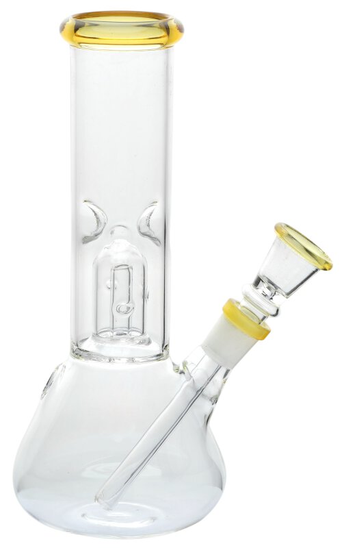 Glas Bong, Percolator mit gelbem Ring, 20cm