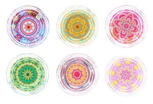 Glas-Aschenbecher rund, &oslash; 10cm "Mandala"